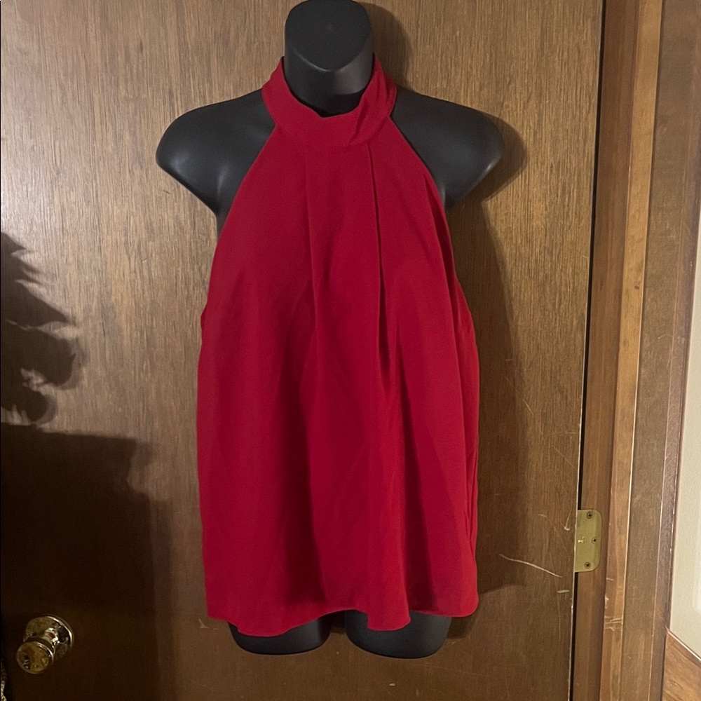 Alya Red Halter Blouse Zip-Back Women’s Size M – Made in USA
